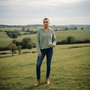 POL Light Green Textured Hoodie